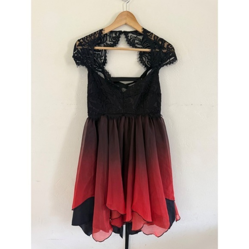 Dolls Kill Unholy Black Red Ombre Lace Corset Babydoll Gothic Dress Med - Picture 2 of 13